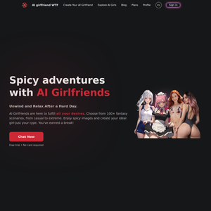 Spicy adventures with AI Girlfriends website screenshot