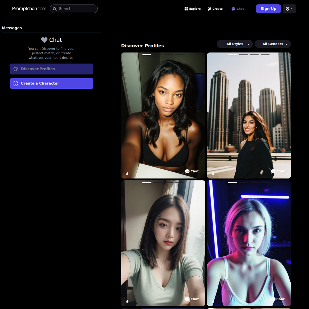 NSFW AI Generator chat interface