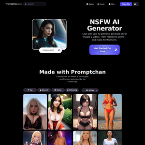 NSFW AI Generator website screenshot